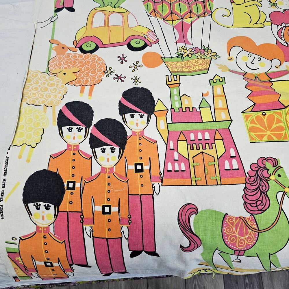 Toyland Vintage Cotton Fabric Curtain 1 Panel Nursery Childs Room 48x54 MCM